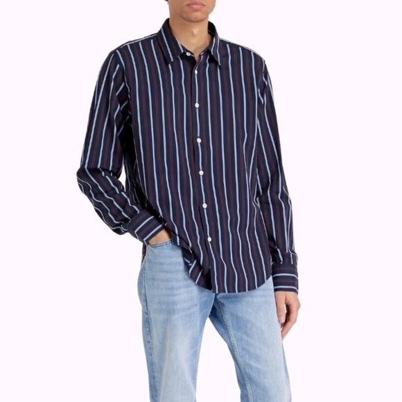 rag & bone Other - NWT rag & bone Men’s Sz M Navy Striped ‘Rove’ Slim Fit Button-Down Shirt